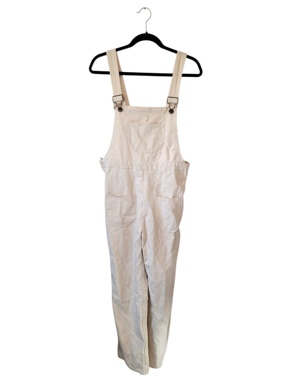 Lykke Wullf Cream Cotton Overalls Classic Bib Front Size M